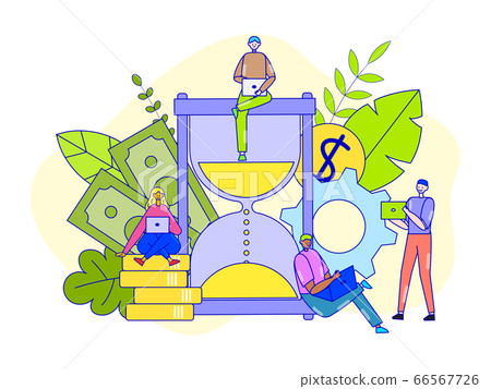 Time management concept, vector illustration. Business people woman man rationally use work hours for professional success. Time management concept, vector illustration. Business people woman man rationally use work hours for professional success. 66567726