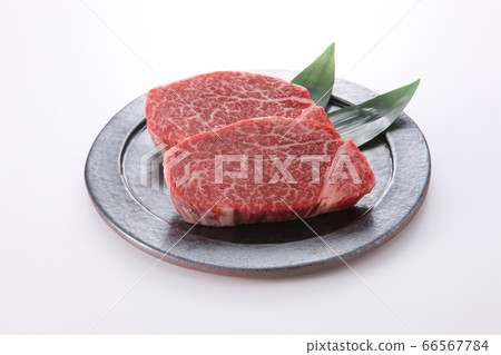Japanese Black Beef Fillet Steak Meat "White Background" 66567784