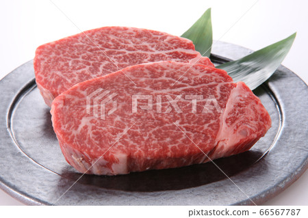 Japanese Black Beef Fillet Steak Meat "White Background" 66567787