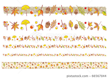 Autumn leaves line set postcard Autumn leaves line set postcard 66567844