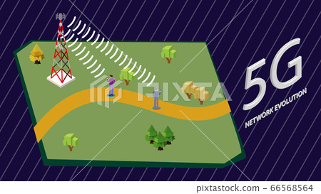 5G network wireless technology. Communication tower for wireless hi-speed internet. 66568564