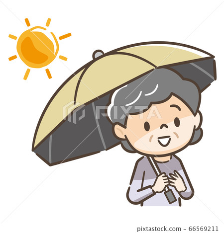 一名老婦拿著陽傘的插圖 66569211
