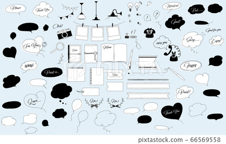 矢量插圖集的線描語音氣泡幀 66569558