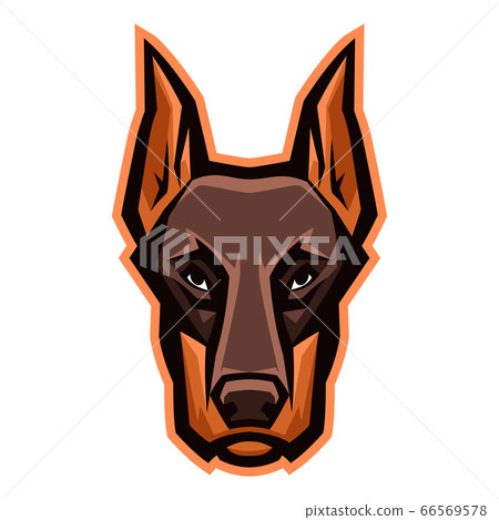 Mascot stylized doberman head. 66569578
