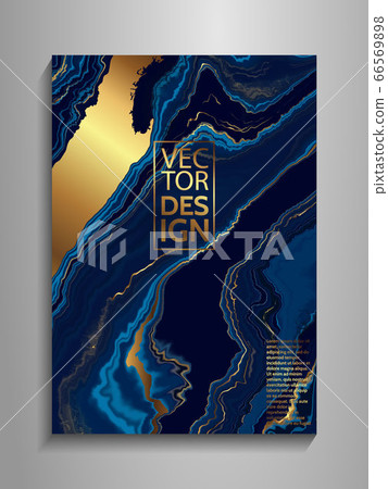 Abstract painting, can be used as a trendy Blue marble and gold abstract texture for wallpapers, posters, cards, invitations, websites. Modern artwork. Marble effect painting. Mixed pink, white, gold 66569898