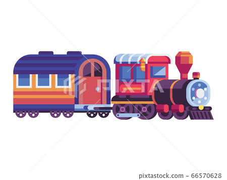 Retro Steam Train with Wagon in Flat 66570628