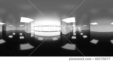 Spherical 360 degrees panorama projection, panorama in interior empty room in modern office building 3d rendering illustration Spherical 360 degrees panorama projection, panorama in interior empty room in modern office building 3d rendering illustration 66570677