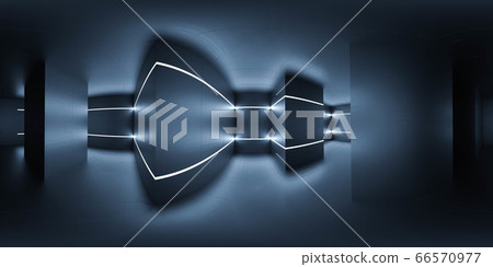 Full 360 equirectangular spherical panorama view of dark modern futuristic technology building architecture 3d rendering illustration 66570977