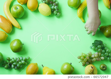 Fruit and cool light blue background, copy space 66572047