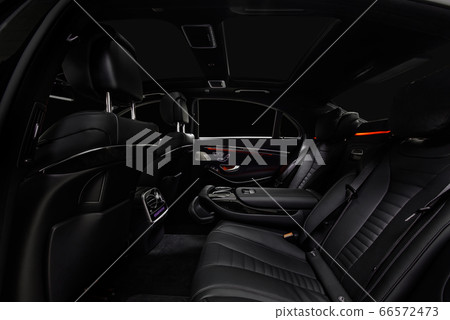 Car interior luxury black seats with ambient light 66572473