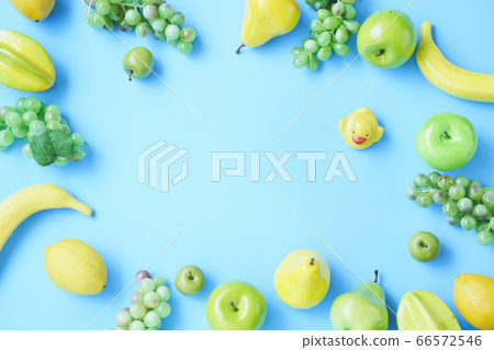 Fruit and cool light blue background, copy space Fruit and cool light blue background, copy space 66572546
