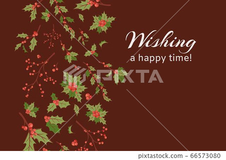 Wishing happy time banner card, vector illustration. New year symbol branch, merry xmas festive background, holiday postcard. Wishing happy time banner card, vector illustration. New year symbol branch, merry xmas festive background, holiday postcard. 66573080