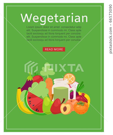 Vegan shop, healthy food banner vector illustration. Vegetarian diet cartoon, organic green market and natural nutrition. Vegan shop, healthy food banner vector illustration. Vegetarian diet cartoon, organic green market and natural nutrition. 66573090