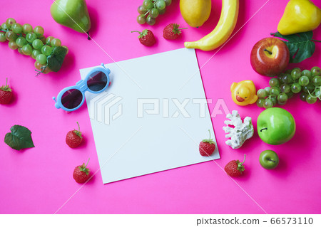 Fancy pink background with fruits Fancy pink background with fruits 66573110