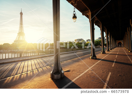 Eiffel Tower from Bir-Hakeim metal bridge in the 66573978