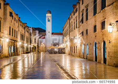 Old town of Dubrovnik at twilight, Dalmatia, Croatia 66574998