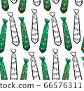Green flat style and black outline style neckties with garlands print seamless pattern 66576311