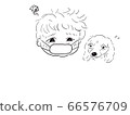 Illustration of a boy and his dog Dachshund 66576709