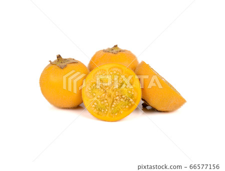 whole and half cut ripe hairy-fruited eggplant on 66577156