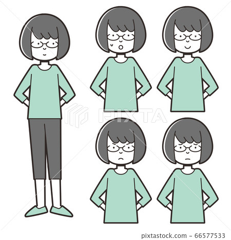 Illustration of a woman in bob cut glasses 1 66577533