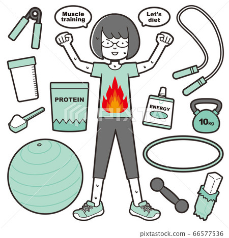 鮑勃的女人的插圖切開眼鏡(肌肉訓練) 鮑勃的女人的插圖切開眼鏡(肌肉訓練) 66577536