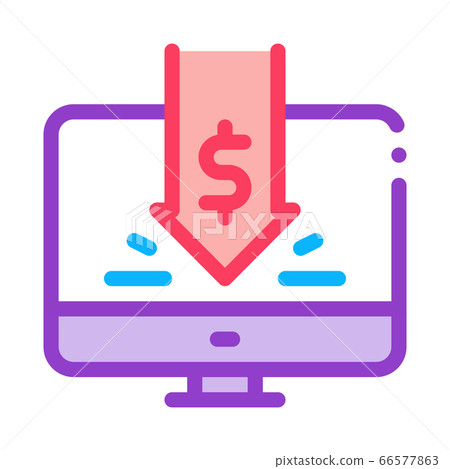 dropped cash investment in computer icon vector outline illustration 66577863