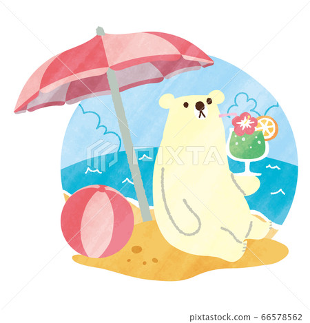 Polar bear summer watercolor beach 02 Polar bear summer watercolor beach 02 66578562