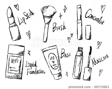 Black and white handwritten image of makeup and cosmetics Black and white handwritten image of makeup and cosmetics 66578861