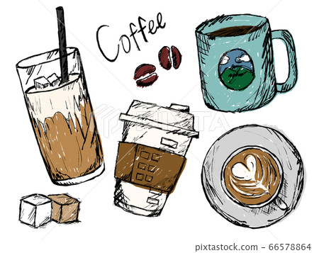Cafe and coffee hand drawn illustration image 66578864