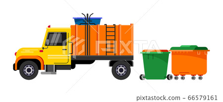 Garbage truck vector trash vehicle transportation illustration recycling waste clean service van car industry cleaning rubbish truck recycle container isolated on white background 66579161
