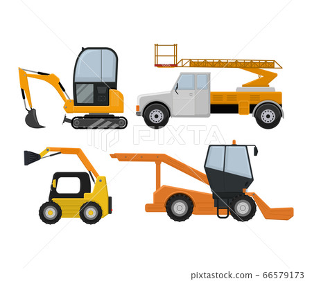 Road cleaning machine excavator tractor vector vehicle truck sweeper cleaner wash city streets illustration, vehicle van cat excavator bulldozer tractor lorry transportation isolated on background Road cleaning machine excavator tractor vector vehicle truck sweeper cleaner wash city streets illustration, vehicle van cat excavator bulldozer tractor lorry transportation isolated on background 66579173