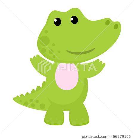 Crocodile vector cartoon crocodilian character of green alligator playing in kids playroom illustration animalistic childish funny predator isolated on white background 66579195