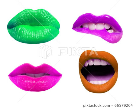 set of lips on white background - image 66579204
