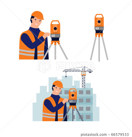 Surveyor, cadastral engineer, cartographer and theodolite. 66579533