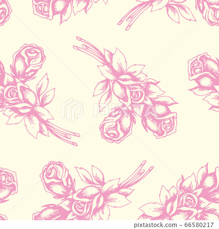 Vintage floral seamless pattern with roses - Stock Illustration ...