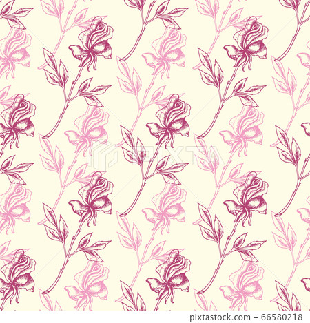 Vintage floral seamless pattern with roses - Stock Illustration ...