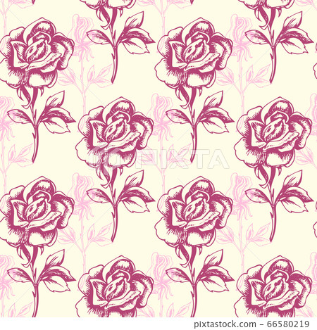 Vintage floral seamless pattern with roses - Stock Illustration ...