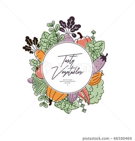 Various vegetables round composition.  66580469