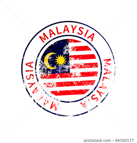 Malaysia sign, vintage grunge imprint with flag on white 66580577