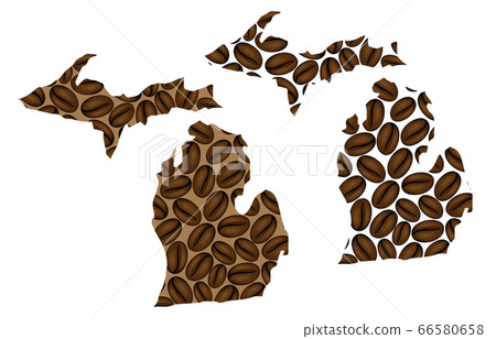 Michigan -  map of coffee bean 66580658