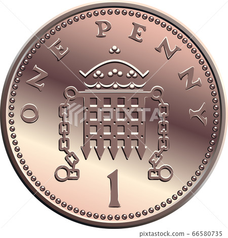 vector British money, coin one penny - Stock Illustration [66580735 ...