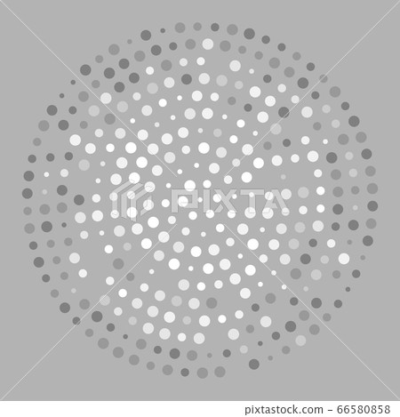 Grayscale colored abstract shapes made of dots in radial arrangement 66580858