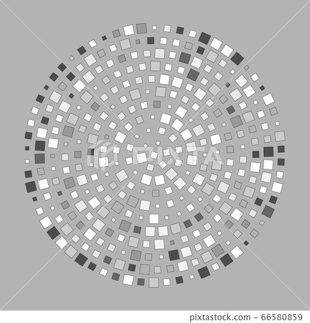 Grayscale colored abstract shapes made of dots in radial arrangement 66580859