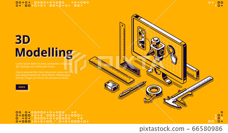Vector landing page of 3D modelling Vector landing page of 3D modelling 66580986