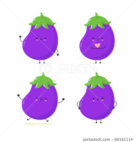 Cute smiling funny eggplant collection Cute smiling funny eggplant collection 66581114