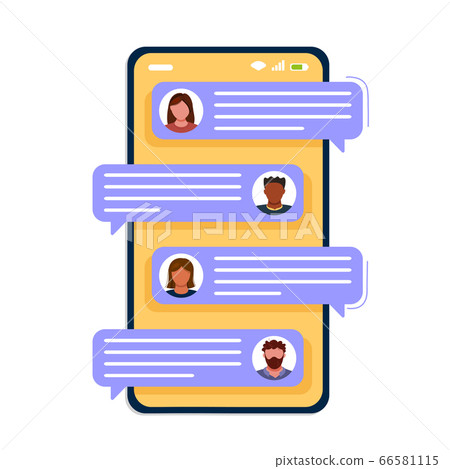 Phone screen with chat bubbles, text messages Phone screen with chat bubbles, text messages 66581115