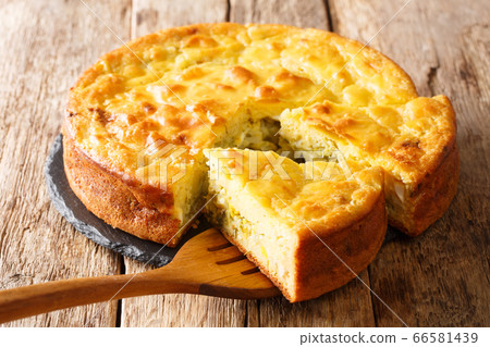 Russian cuisine pie stuffed with cabbage, herbs 66581439