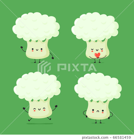 Cute smiling funny cauliflower collection 66581459