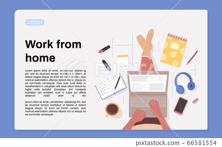 Top view of woman on floor with laptop Top view of woman on floor with laptop 66581554