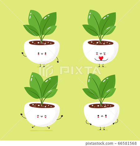 Cute smiling house plant collection 66581568